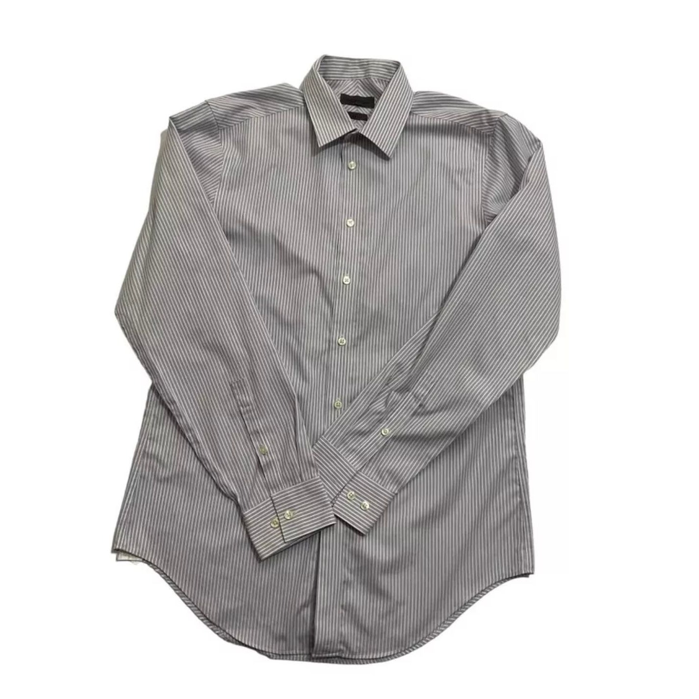 Ck Calvin Klein WhitePurple Striped Cotton Buttonup Shirt Men Sz 3435  3435